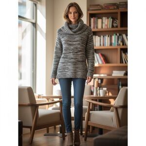 H&M‎ Women's Charcoal Cowl Neck Sweater